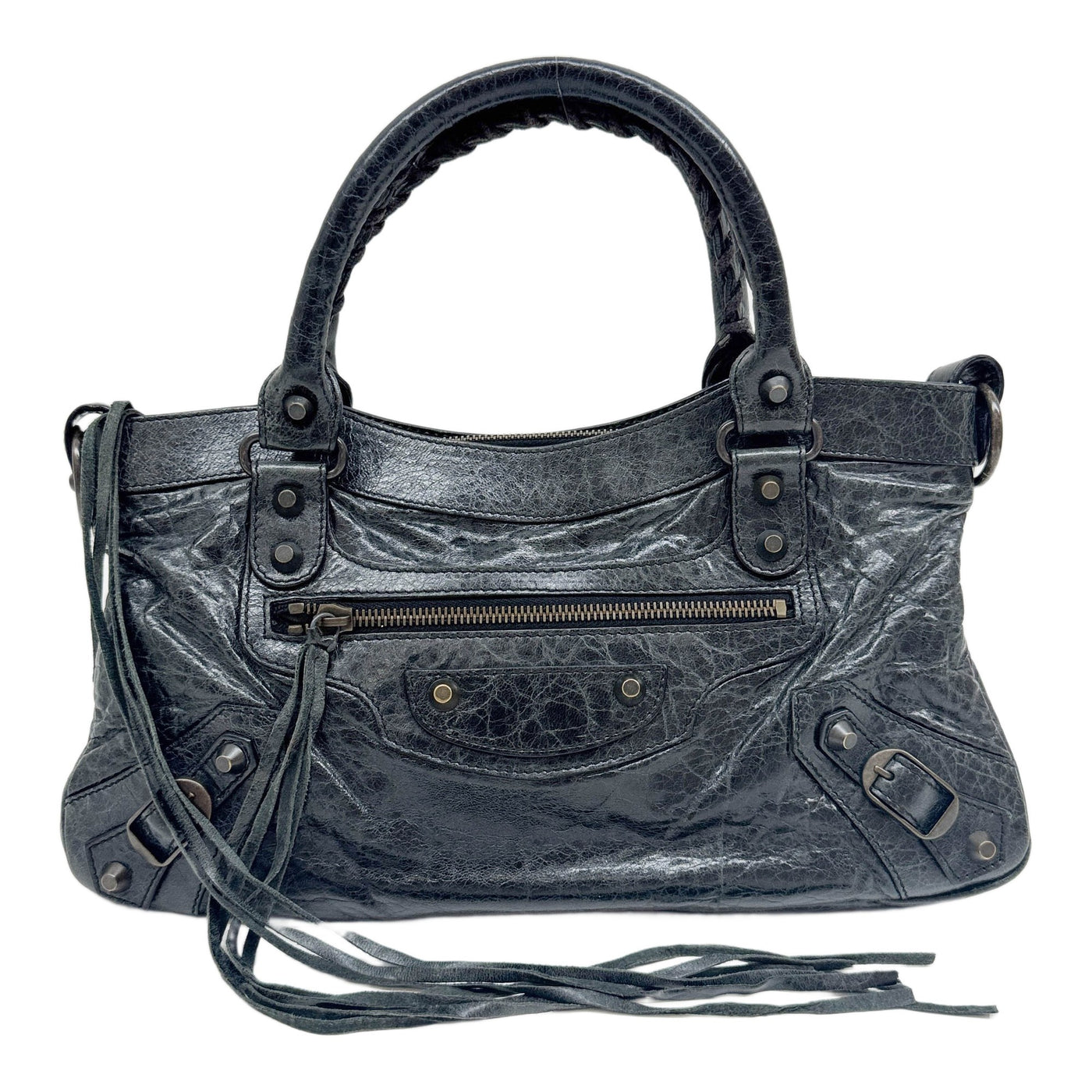 The First Black Leather Two Way Bag