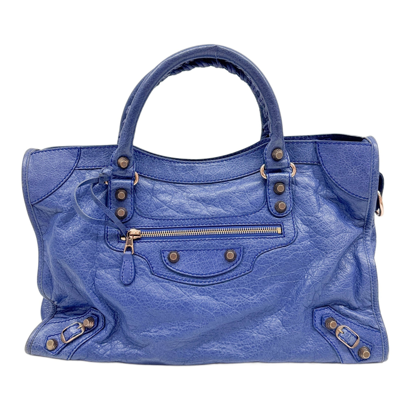 The City Blue Leather Two Way Bag