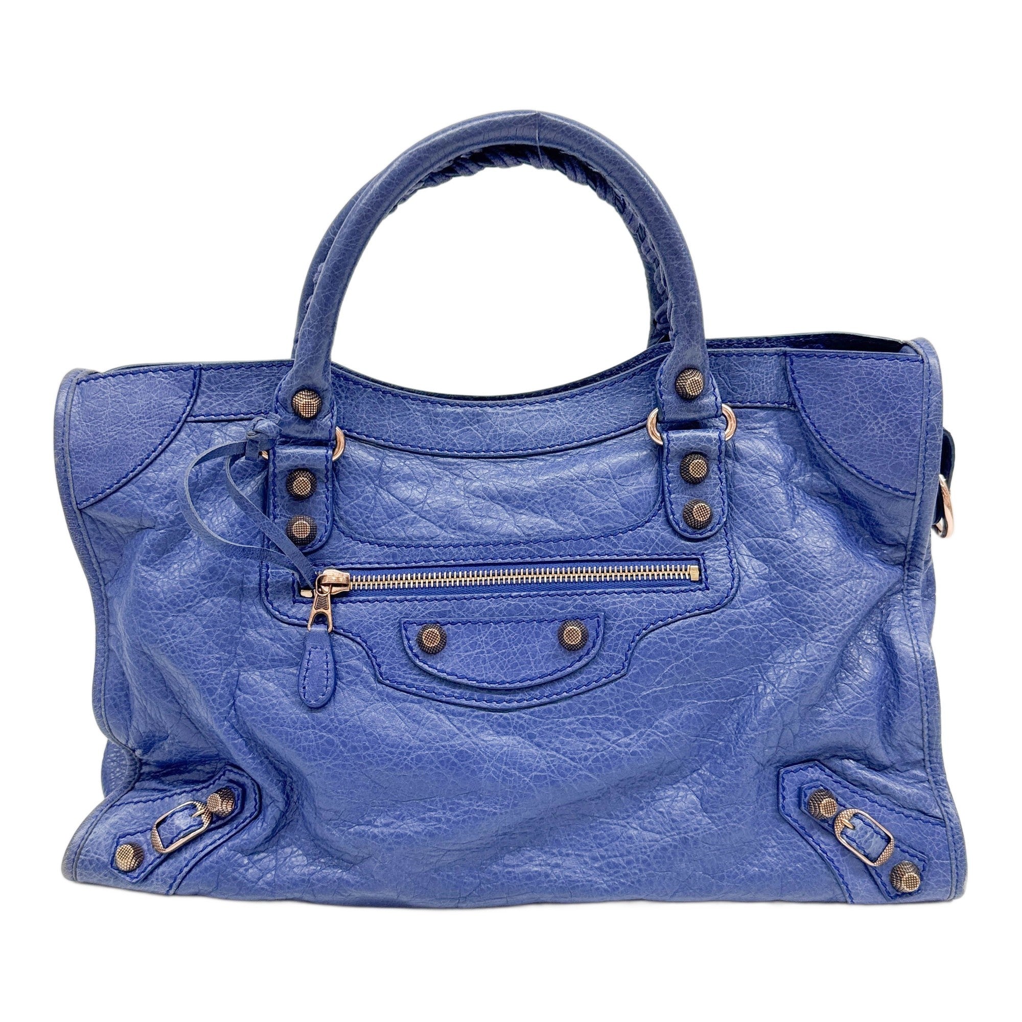 The City Blue Leather Two Way Bag