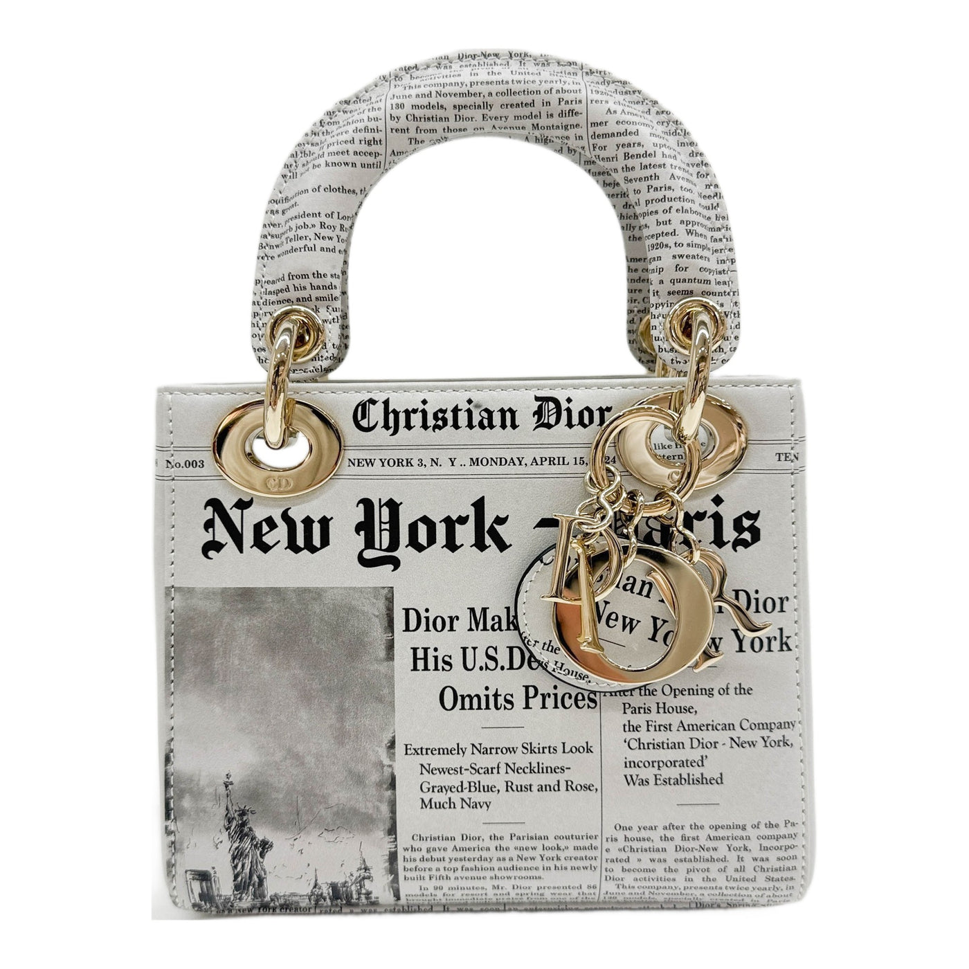 Mini Lady Dior Newspaper Canvas Two Way Bag