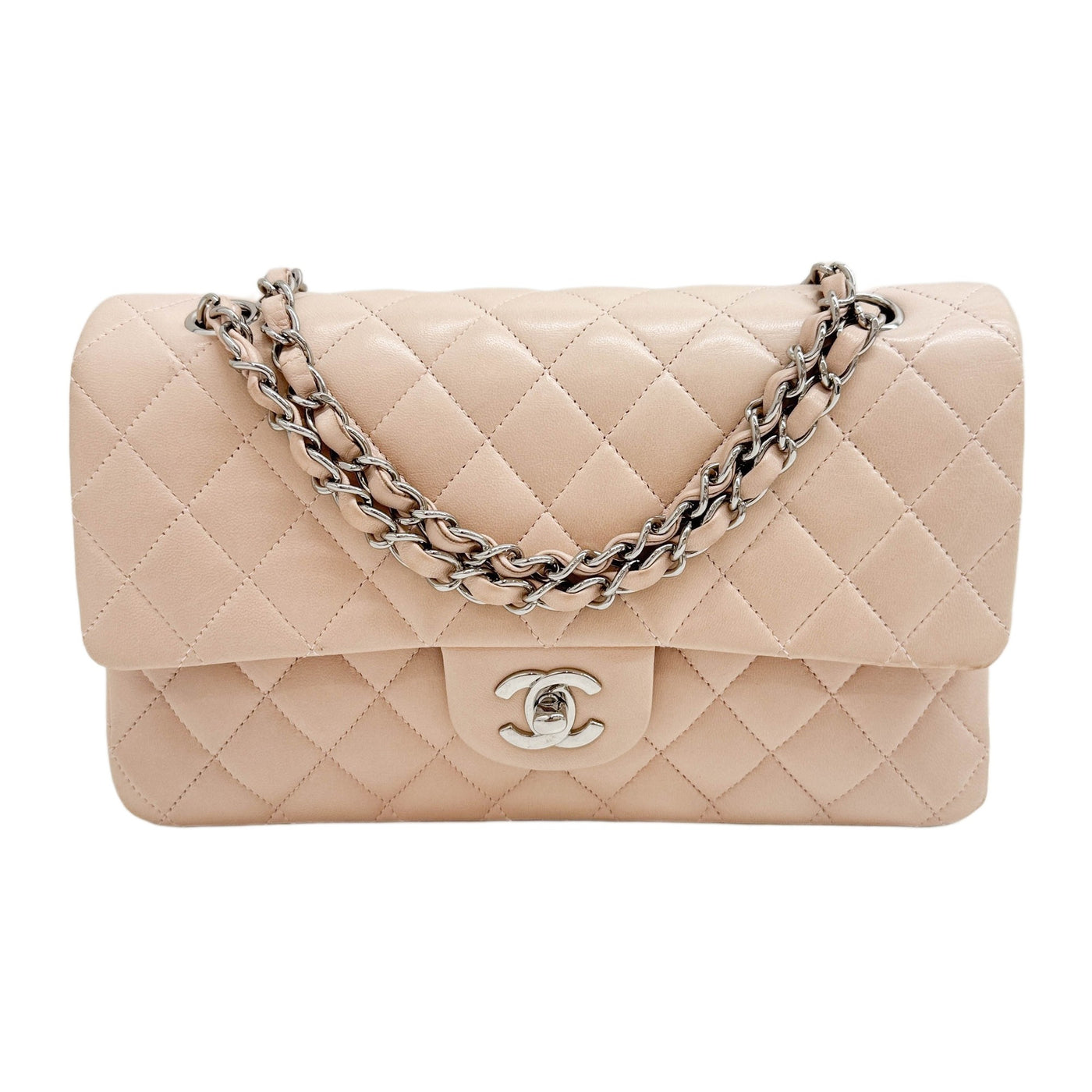 Medium Classic Double Flap 2006-2008 Matelasse Baby Pink Leather Shoulder Bag