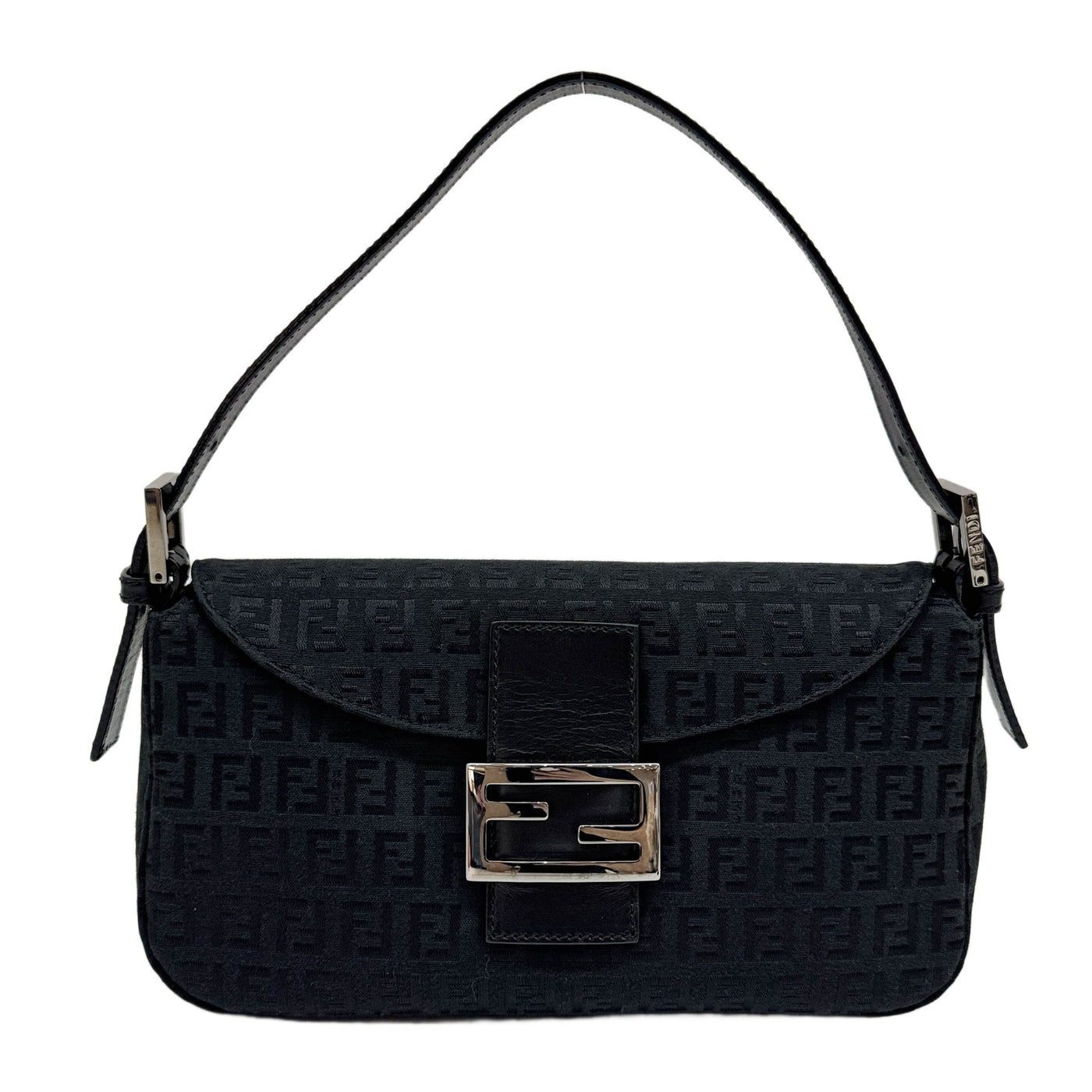 Baguette Black Zucchino Canvas Shoulder Bag