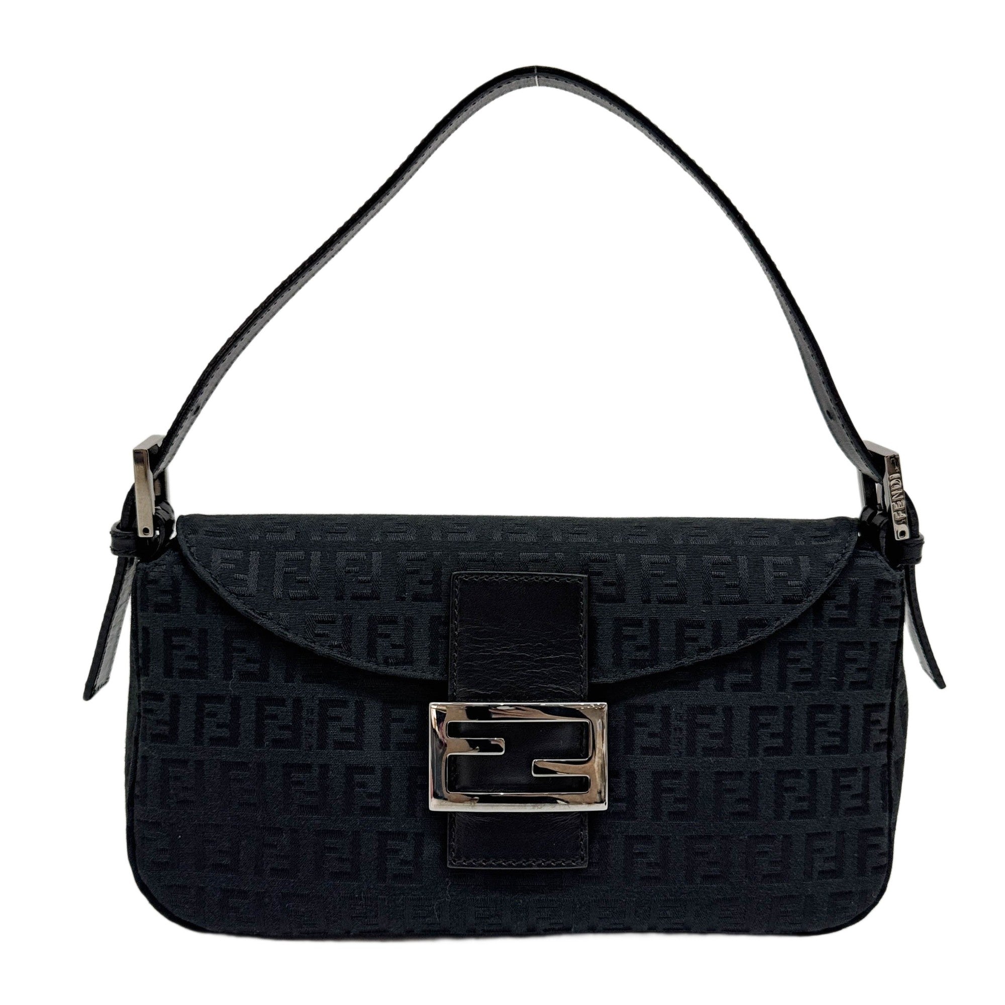 Baguette Black Zucchino Canvas Shoulder Bag