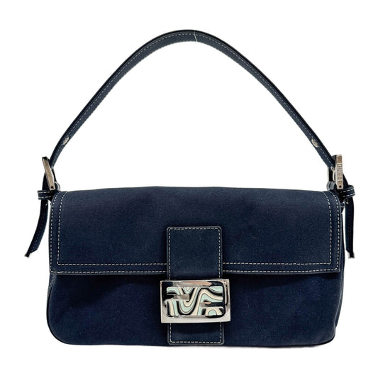 Baguette Blue Cotton Shoulder Bag
