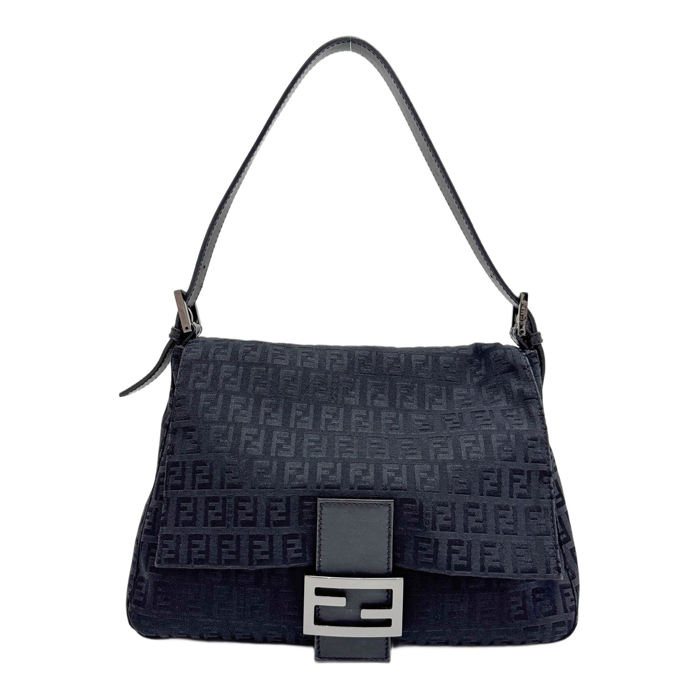 Mamma Baguette Black Zucchino Canvas Shoulder Bag