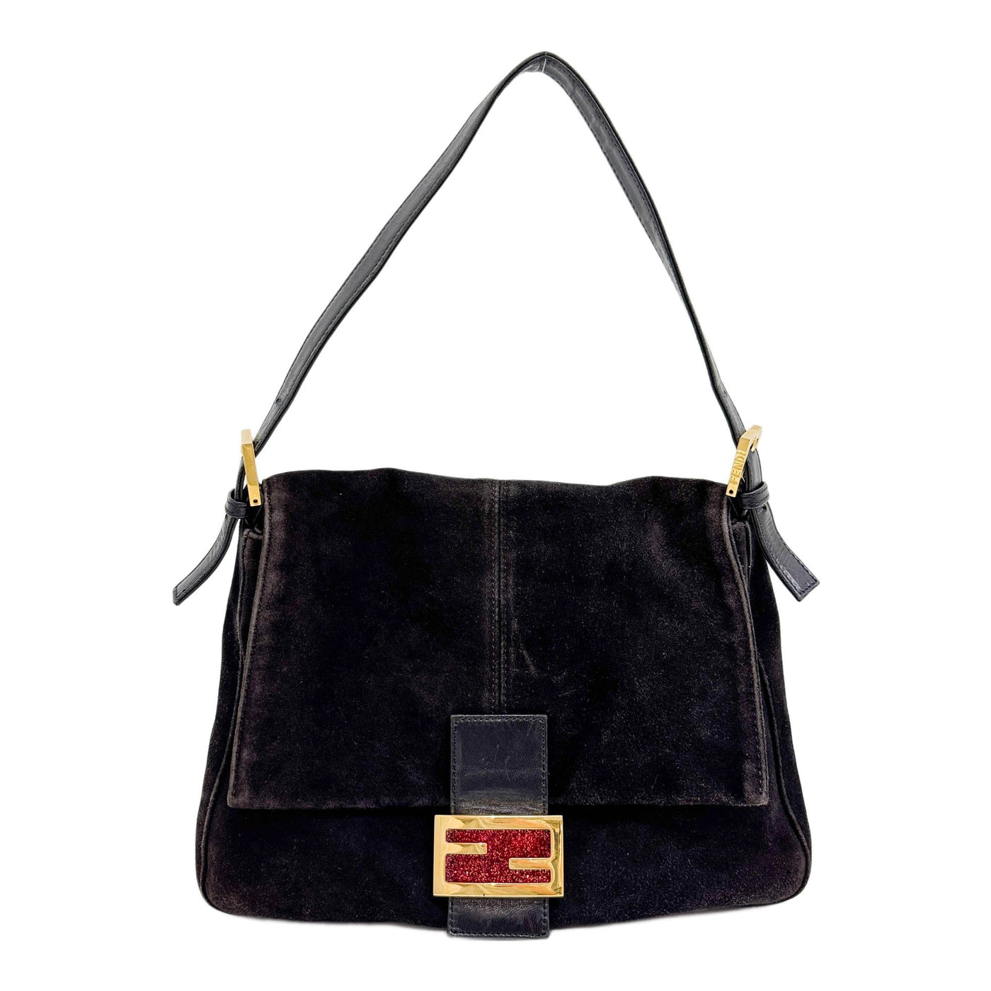 Mamma Baguette Black Suede Shoulder Bag