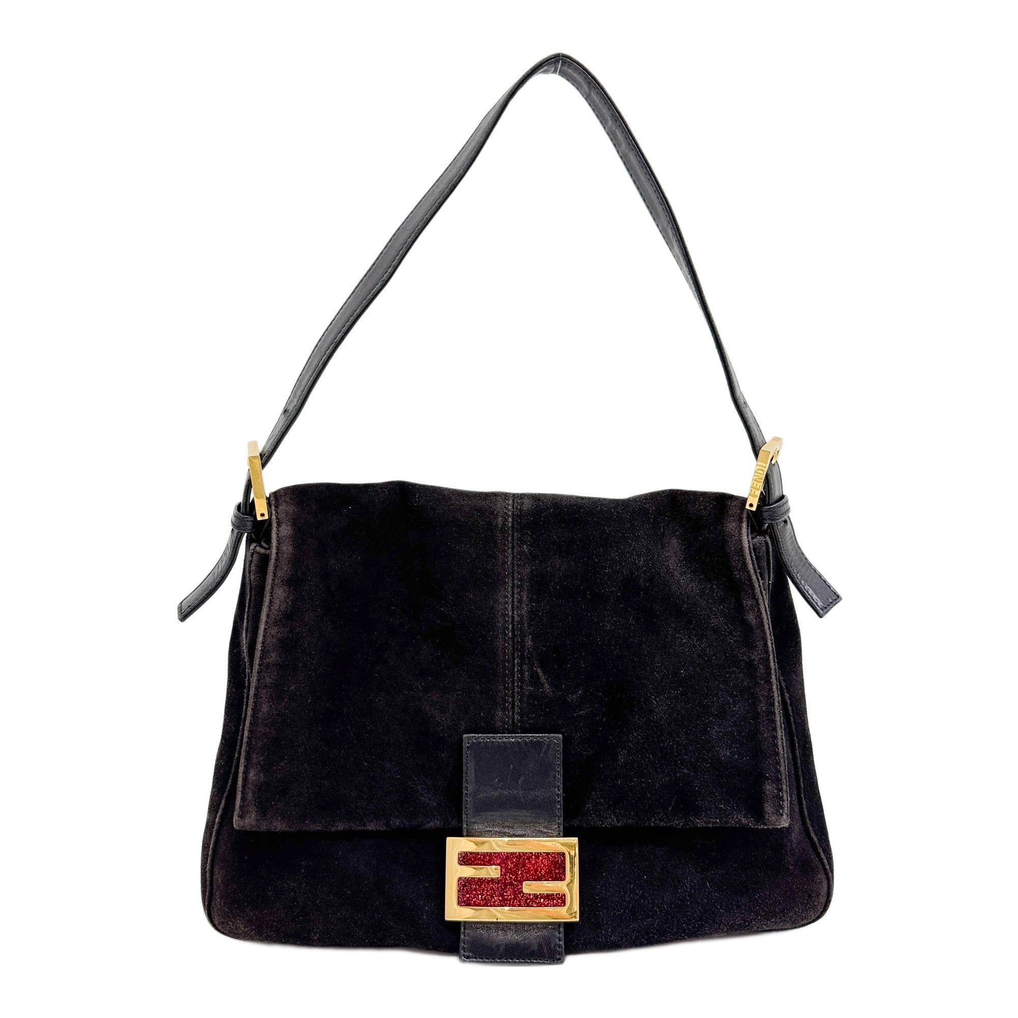 Mamma Baguette Black Suede Shoulder Bag