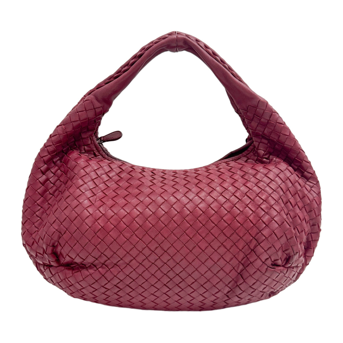 Veneta Intrecciato Red Leather Shoulder Bag