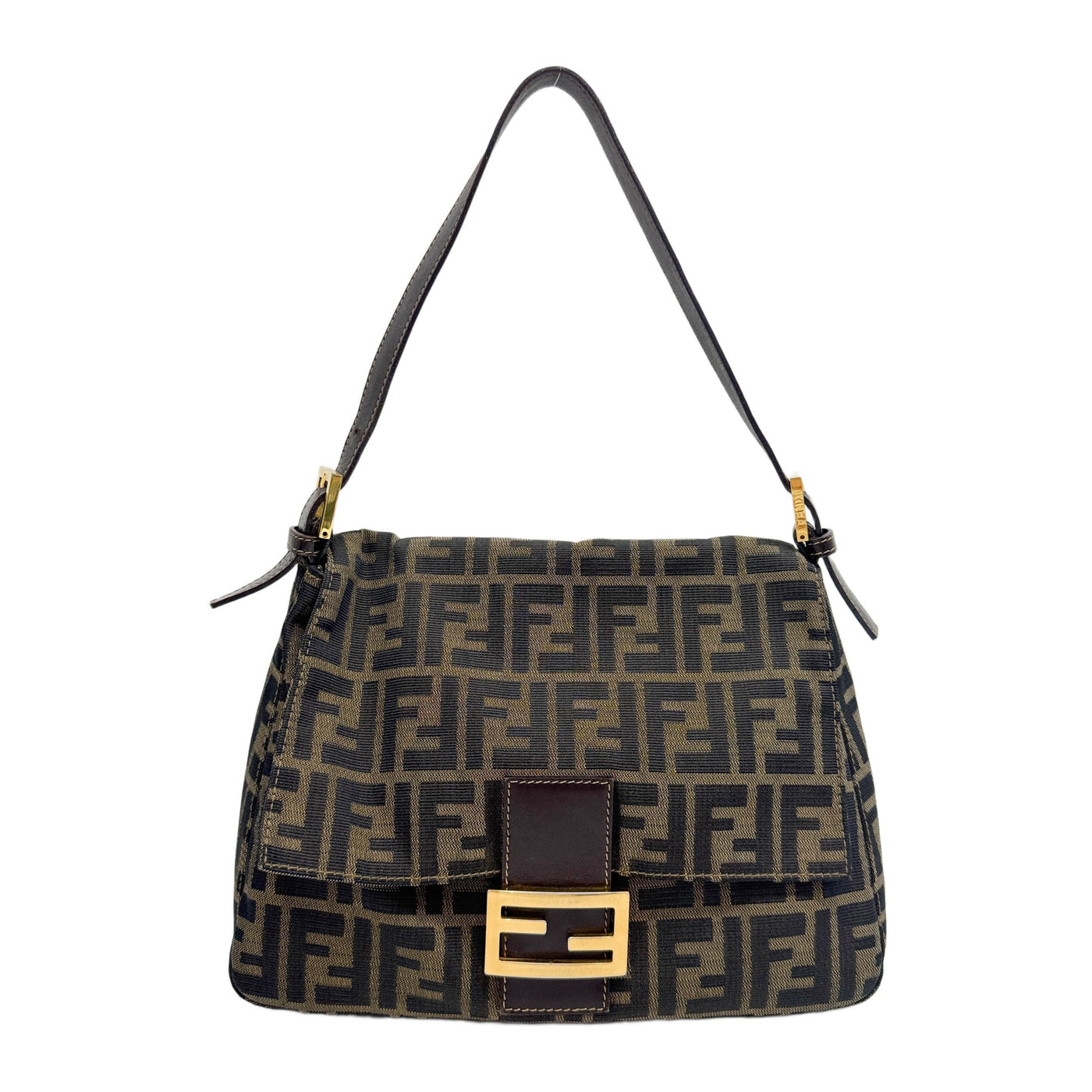 Mamma Baguette Brown Zucca Canvas Shoulder Bag