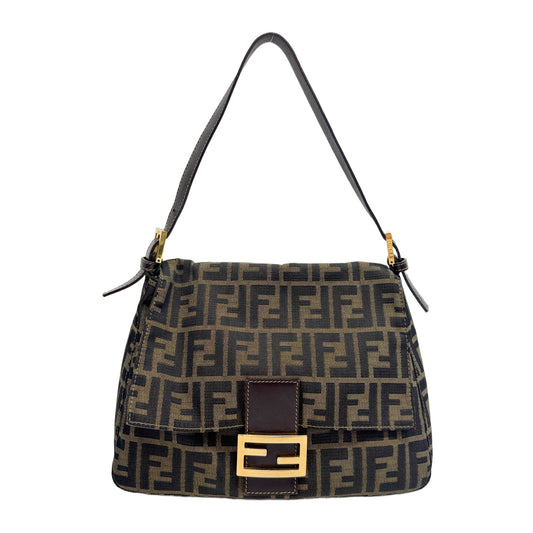 Mamma Baguette Brown Zucca Canvas Shoulder Bag
