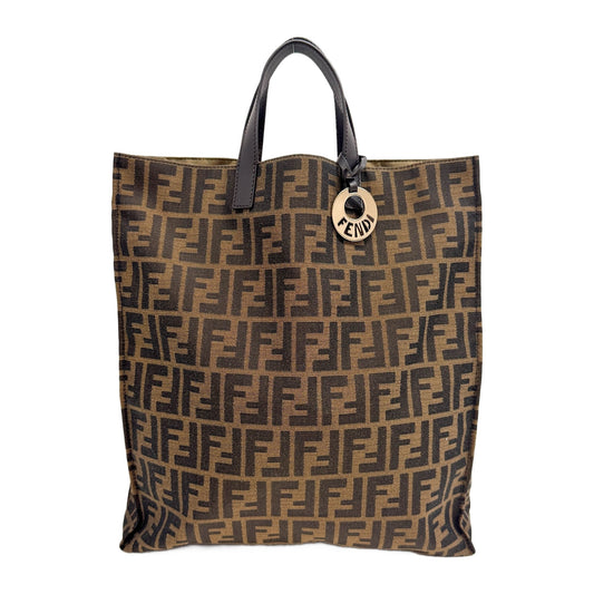 Brown Zucca Canvas Vertical Shopping Tote Bag