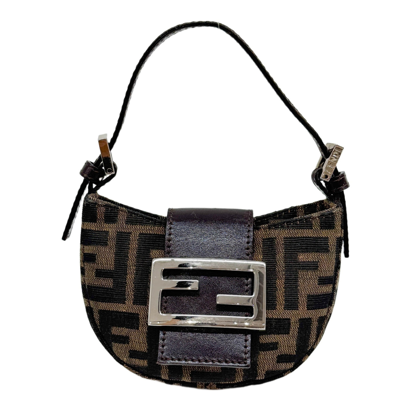 Mini Croissant Brown Zucca Canvas Hand Bag