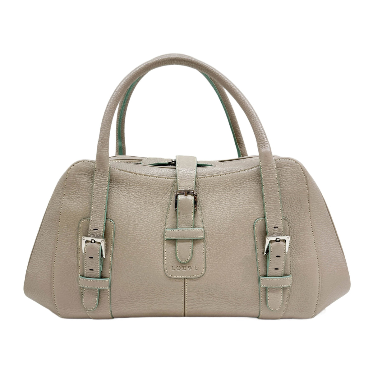 Large Senda Greige Leather Shoulder Bag