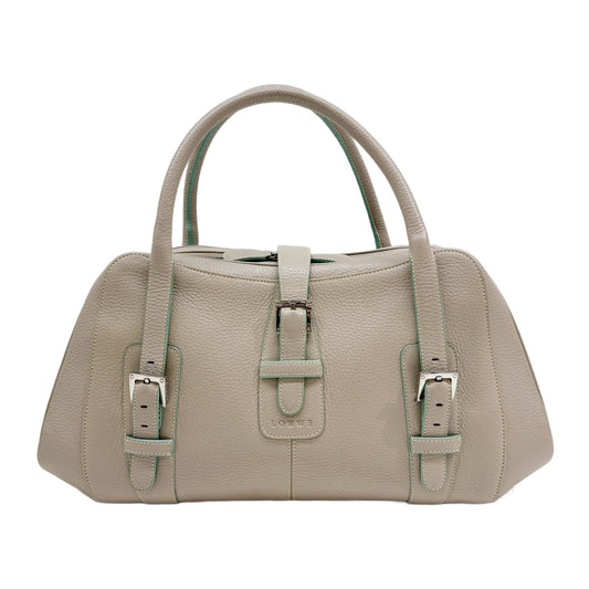 Large Senda Greige Leather Shoulder Bag