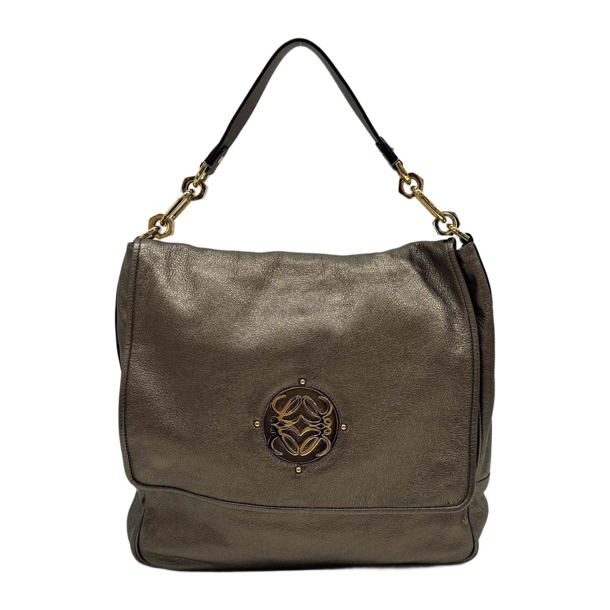 Metallic Green Leather Two Way Bag