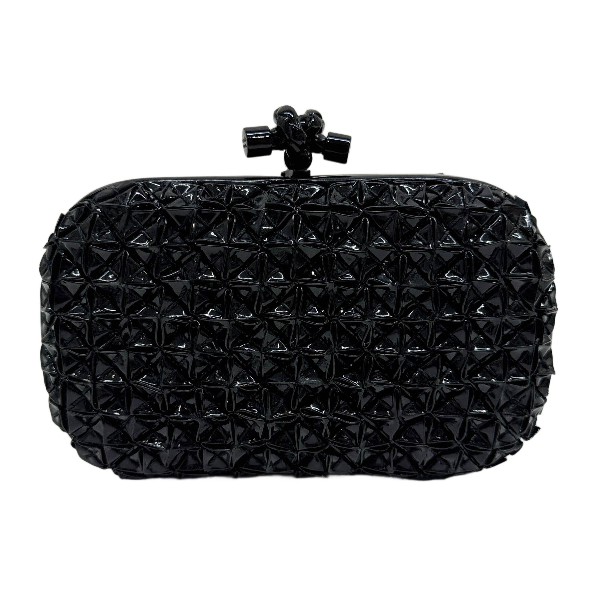Knot Geometric Black Leather Clutch Bag