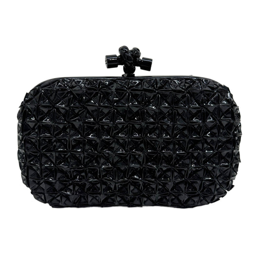 Knot Geometric Black Leather Clutch Bag