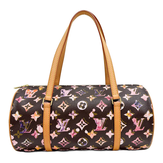 Papillon Watercolor Brown Monogram Leather Shoulder Bag