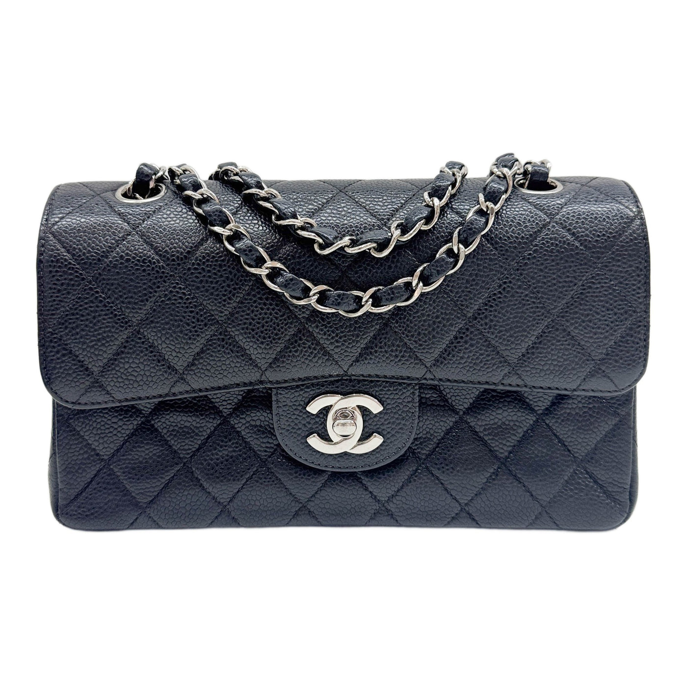 Small Classic Double Flap 2000-2002 Matelasse Black Leather Shoulder Bag