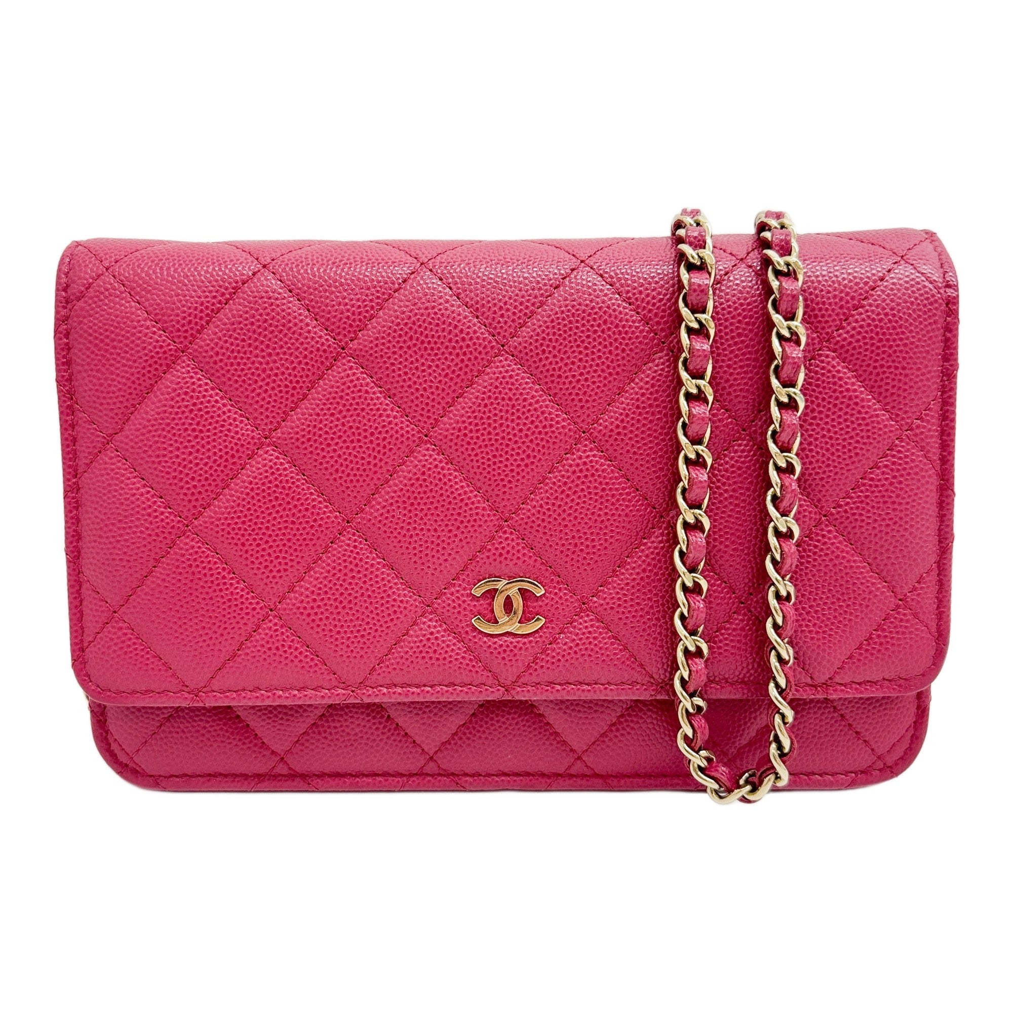 Wallet On Chain 2021-2026 Matelasse Pink Leather with Silver Hardware Crossbody Bag