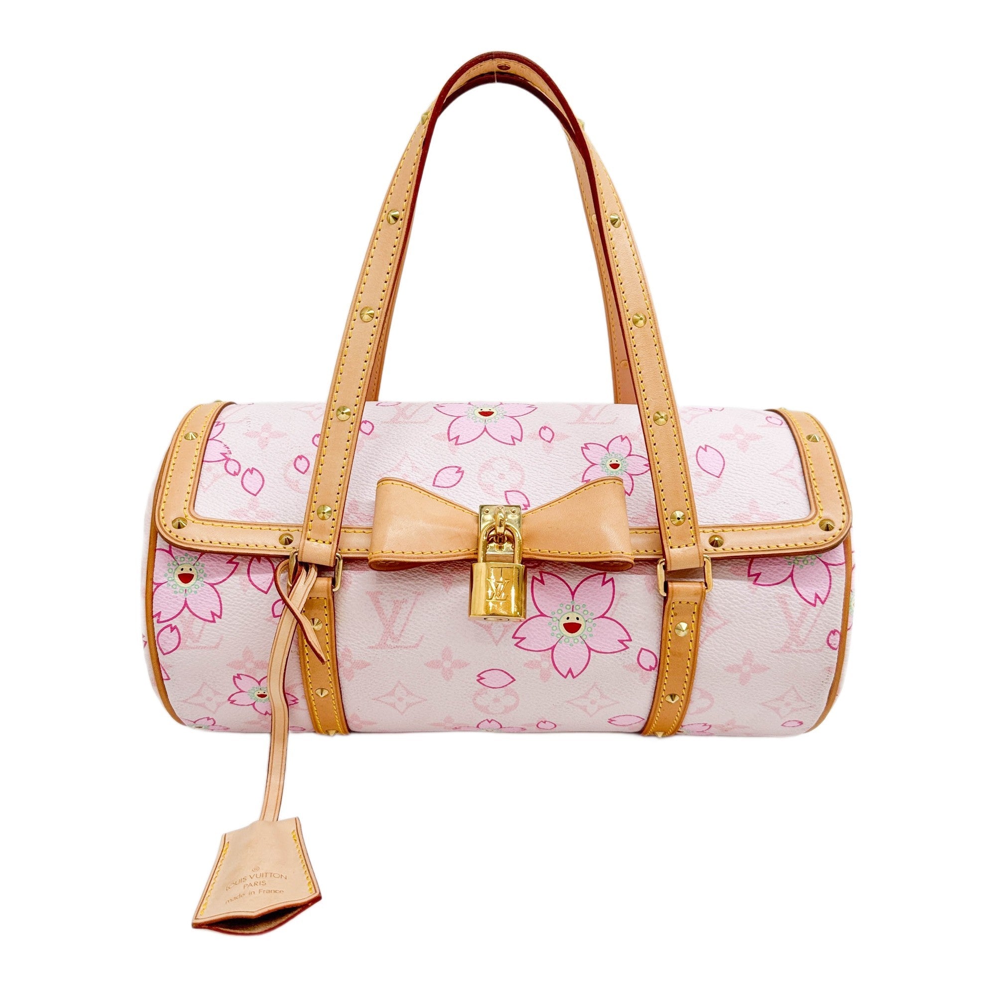 LV x Takashi Murakami Papillion Pink Sakura Canvas Hand Bag
