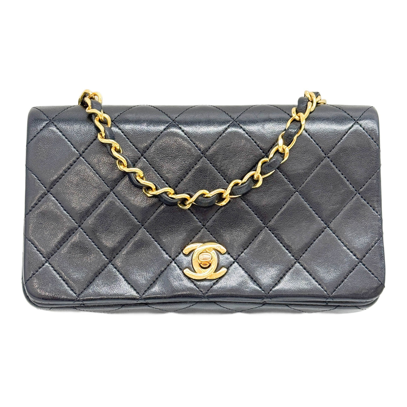 Mini Full Flap 1986-1988 Matelasse Black Leather Shoulder Bag