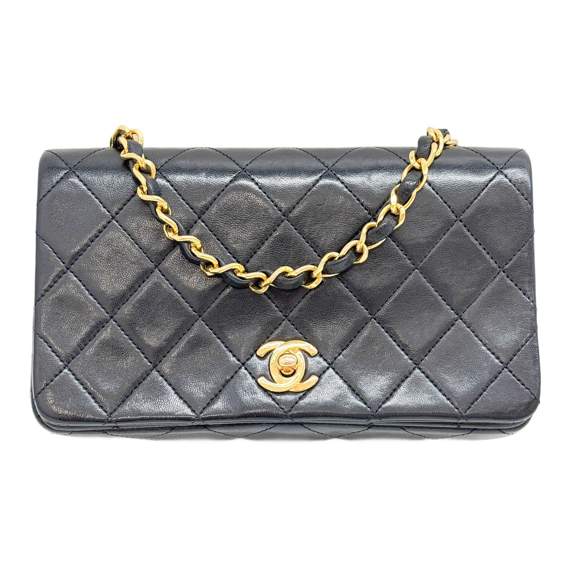Mini Full Flap 1986-1988 Matelasse Black Leather Shoulder Bag