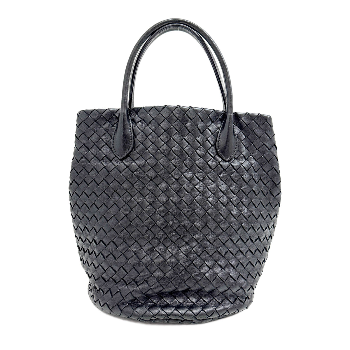 Bucket Intrecciato Black Leather Hand Bag