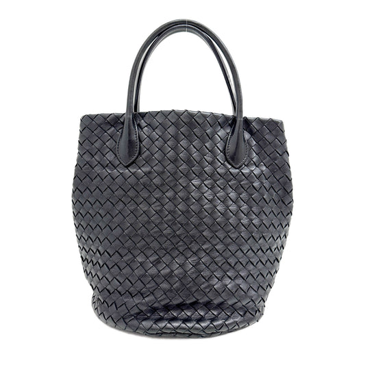 Bucket Intrecciato Black Leather Hand Bag