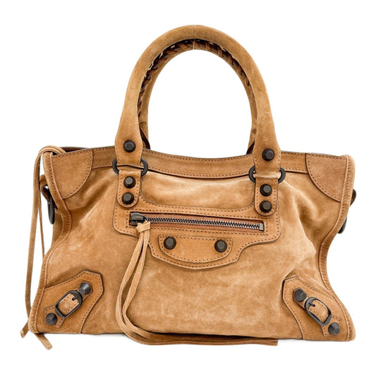 Small Le City Camel Brown Suede Two Way Bag