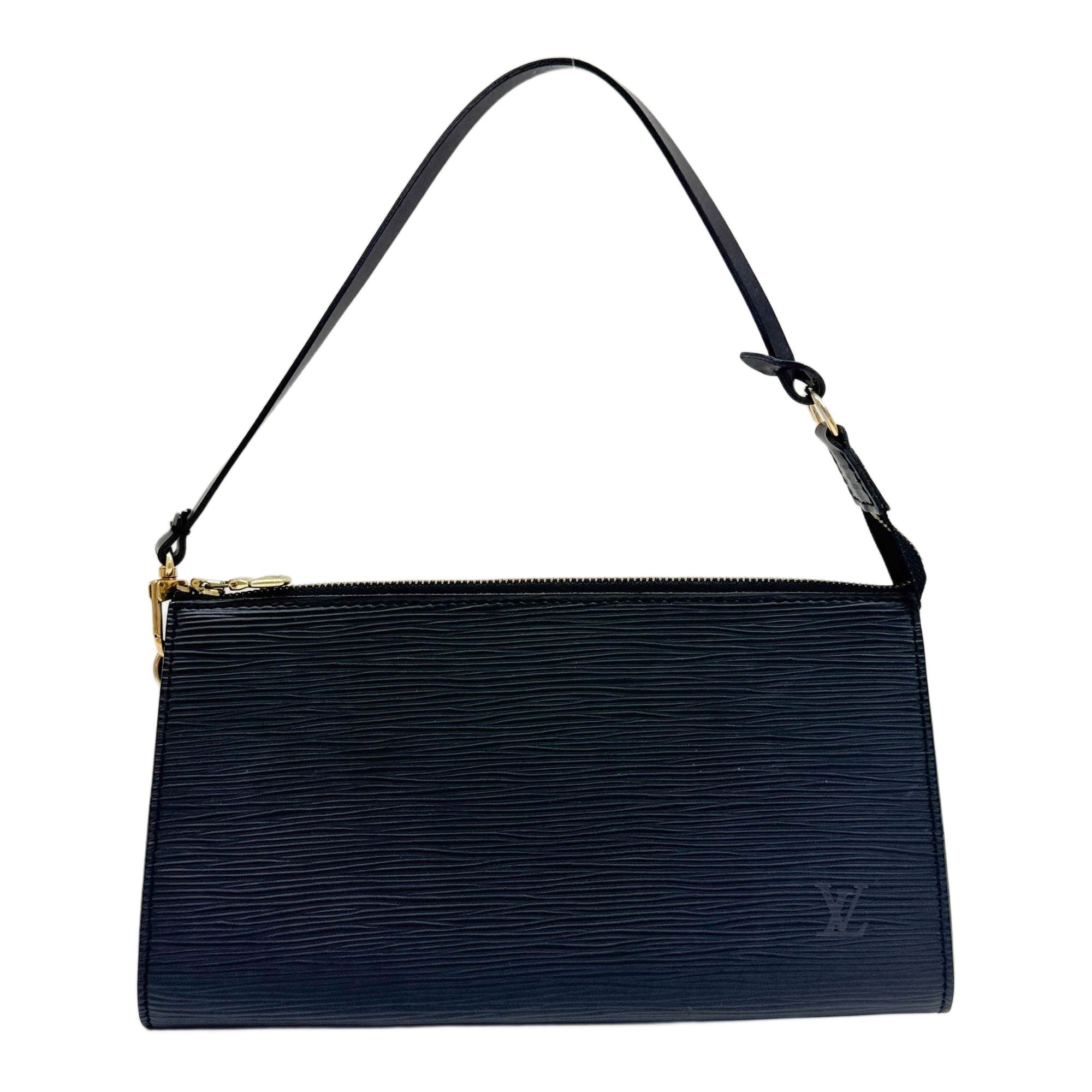 Pochette Accessoire Epi Black Leather Handle Bag