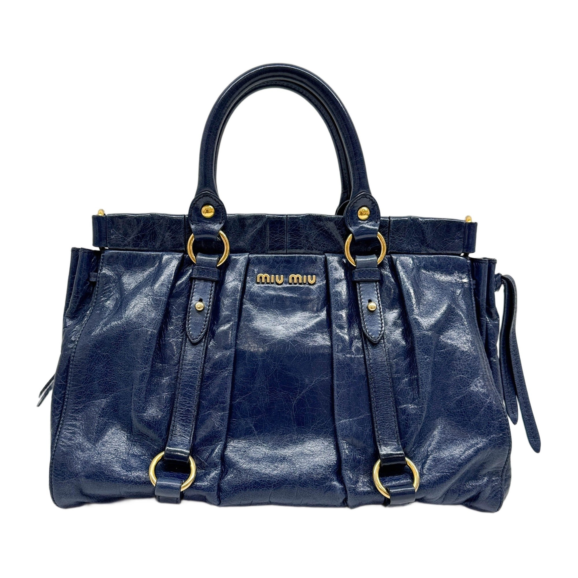 Vitello Ultramarine Blue Leather Two Way Bag