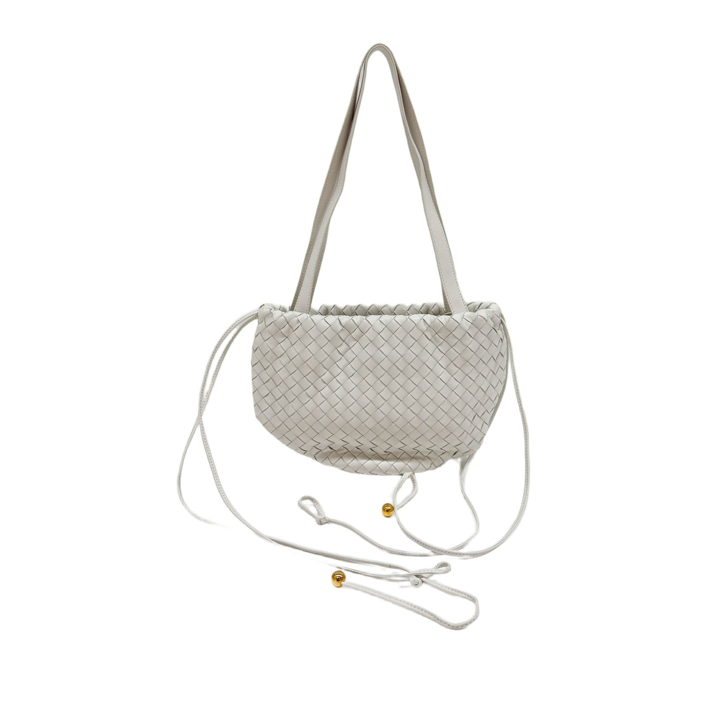 The Bulb Intrecciato White Leather Shoulder Bag