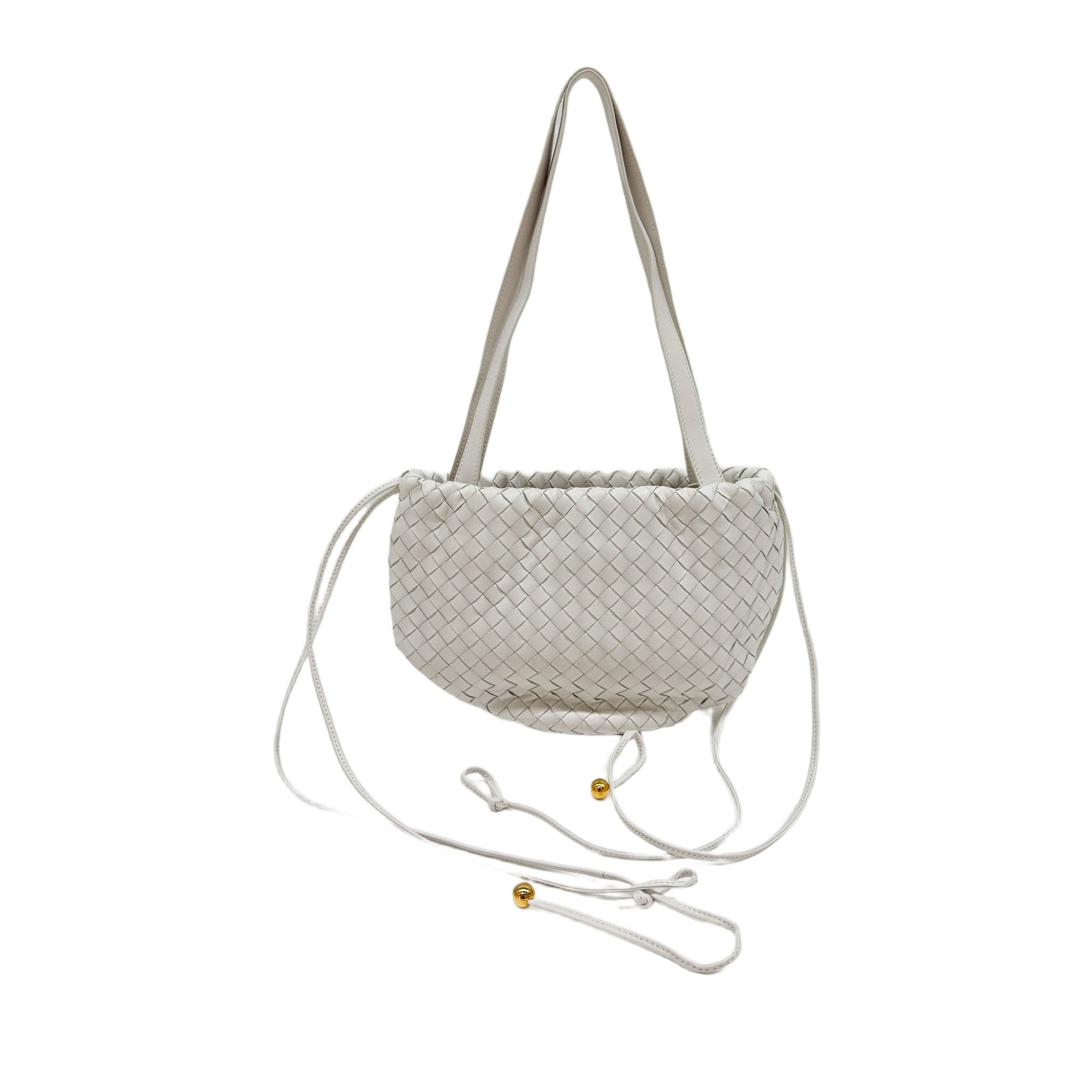 The Bulb Intrecciato White Leather Shoulder Bag
