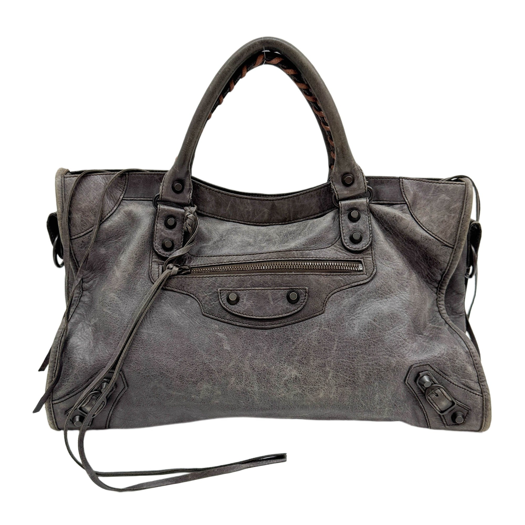 The City Grey Leather Two Way Bag