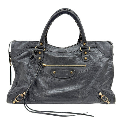 The City Grey Leather Handle Bag
