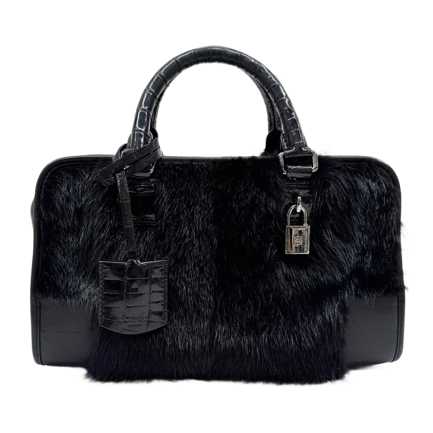Amazona Black Pony Hair Hand Bag