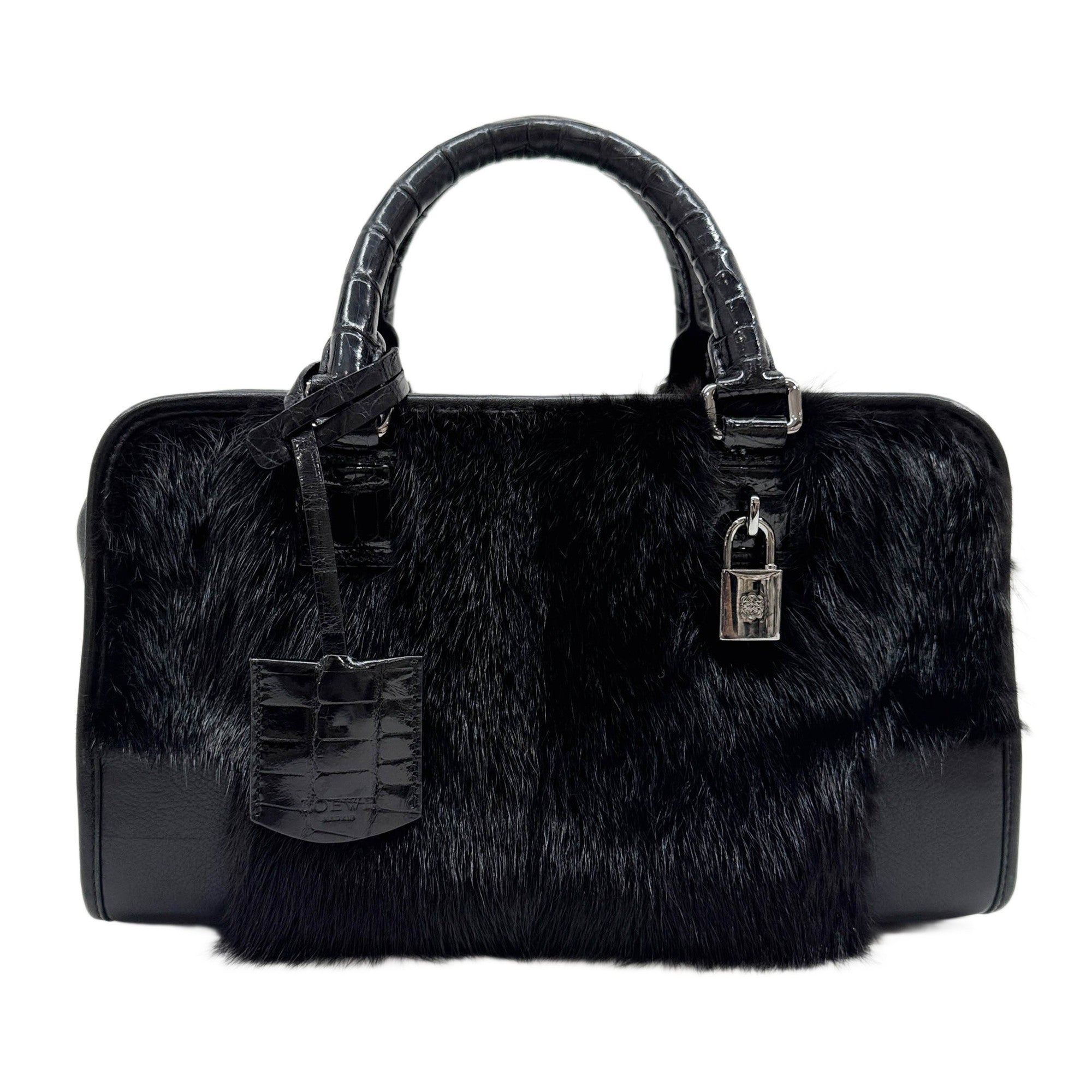 Amazona Black Pony Hair Hand Bag