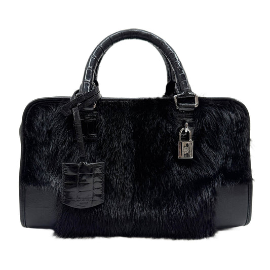 Amazona Black Pony Hair Hand Bag