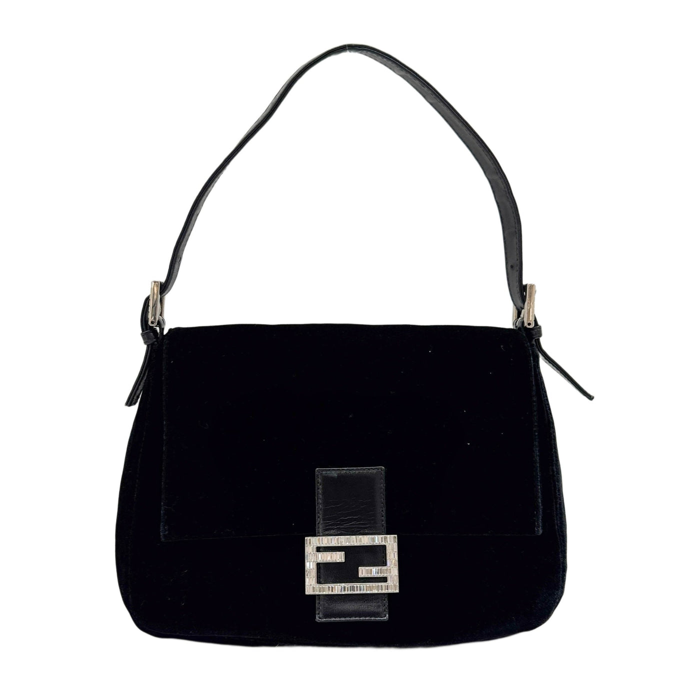 Mamma Baguette Black Velvet Shoulder Bag