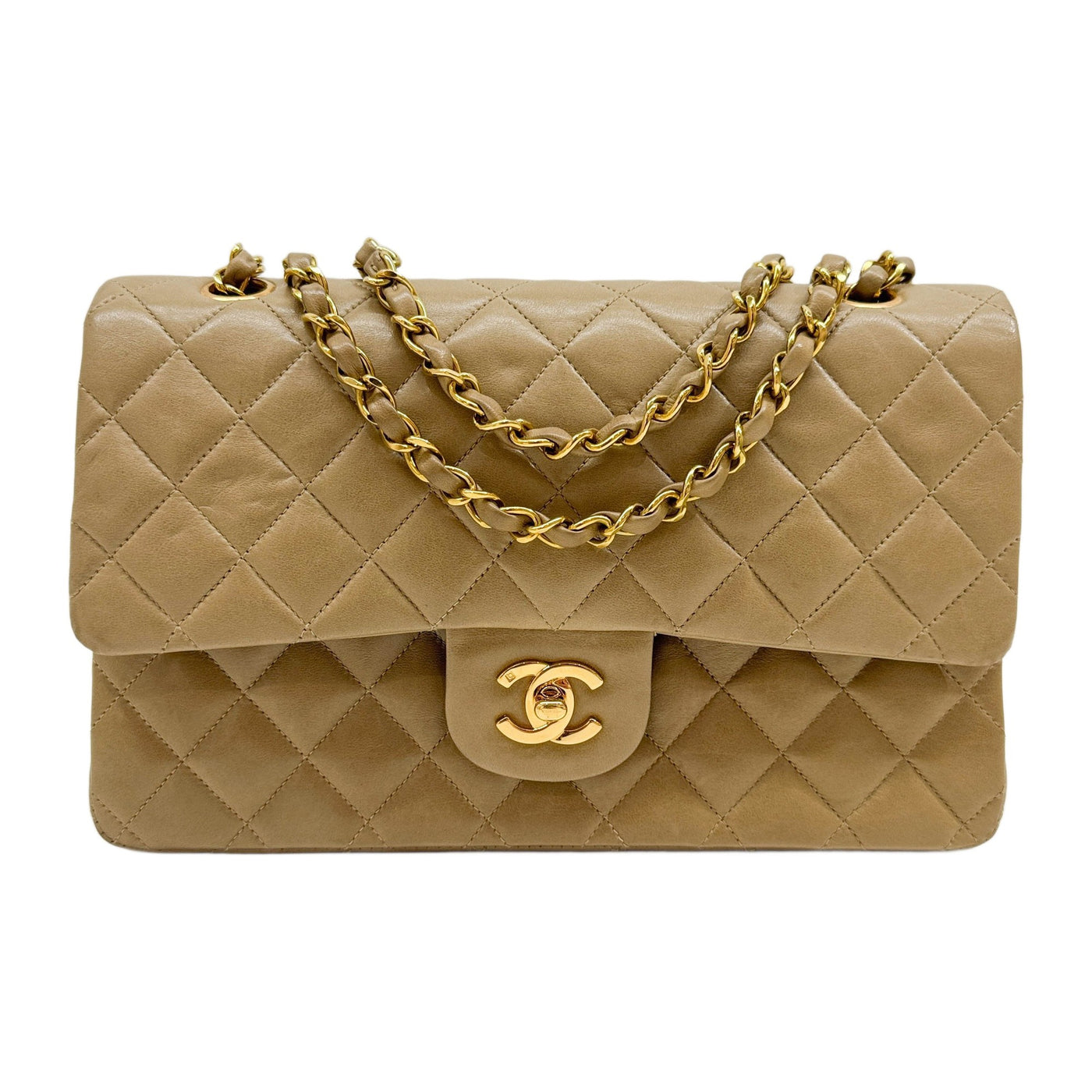 Classic Double Flap 1994-1996 Matelasse Tan Brown Leather Shoulder Bag