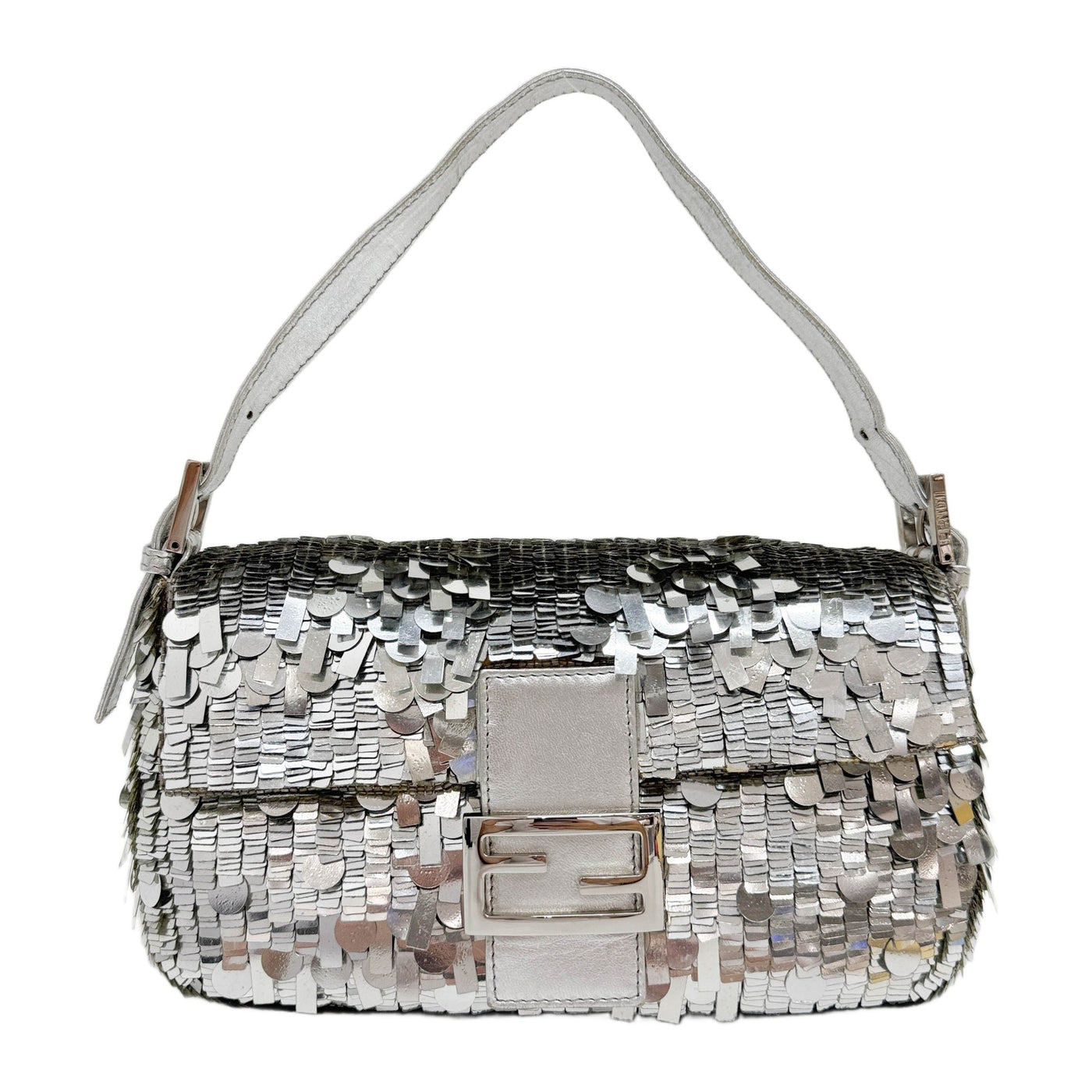 Baguette Silver Sequin Shoulder Bag