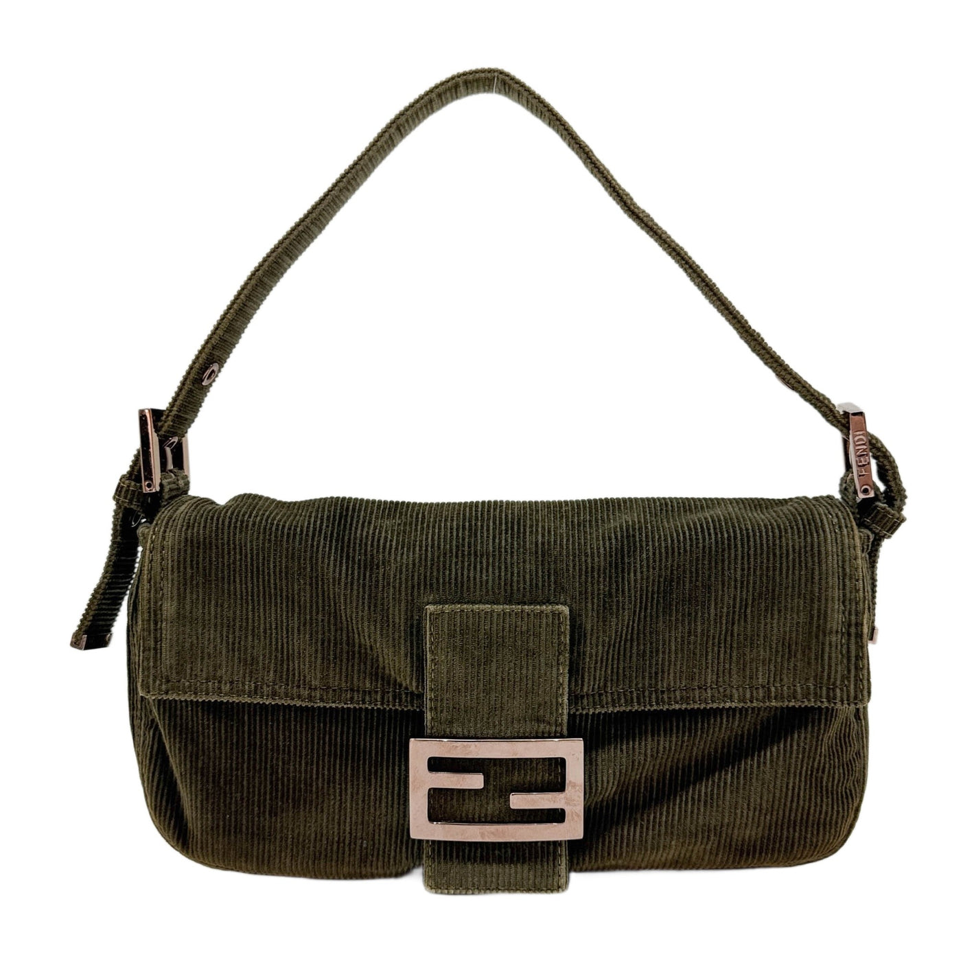 Baguette Deep Olive Green Corduroy Shoulder Bag