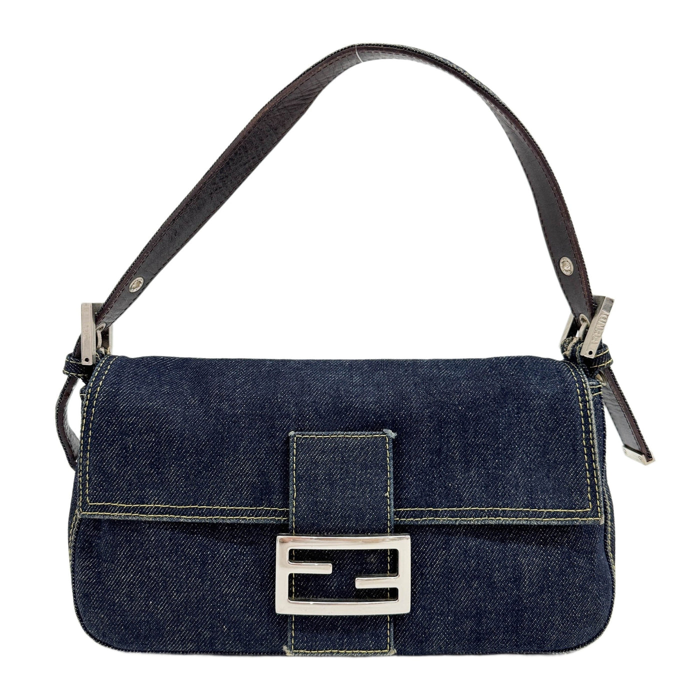 Baguette Blue Denim Shoulder Bag