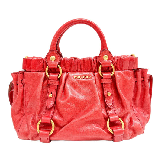 Mini Vitello Red Leather Two Way Bag