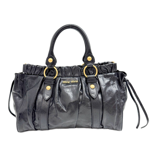 Vitello Black Leather Two Way Bag