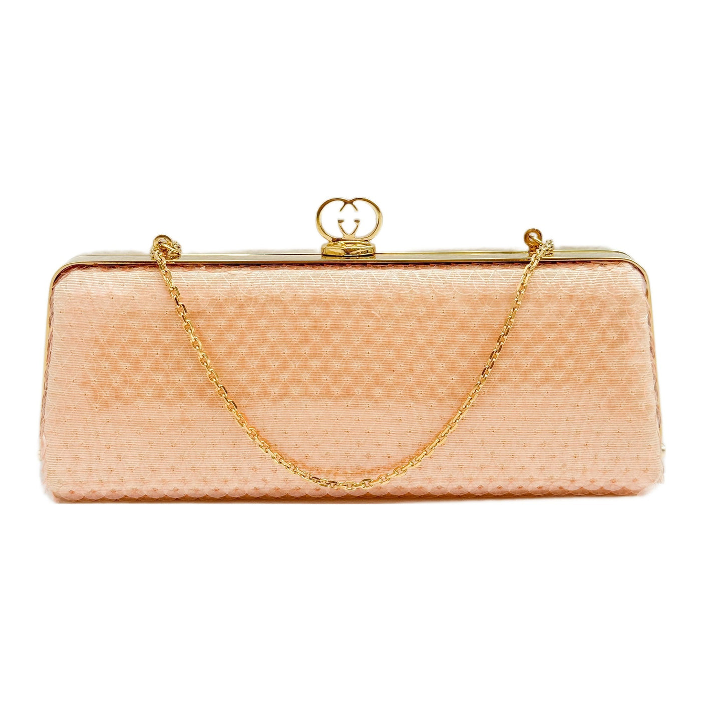 Broadway Moiré Silk Base Gold Hardware Peach Pink Sequin Shoulder Bag