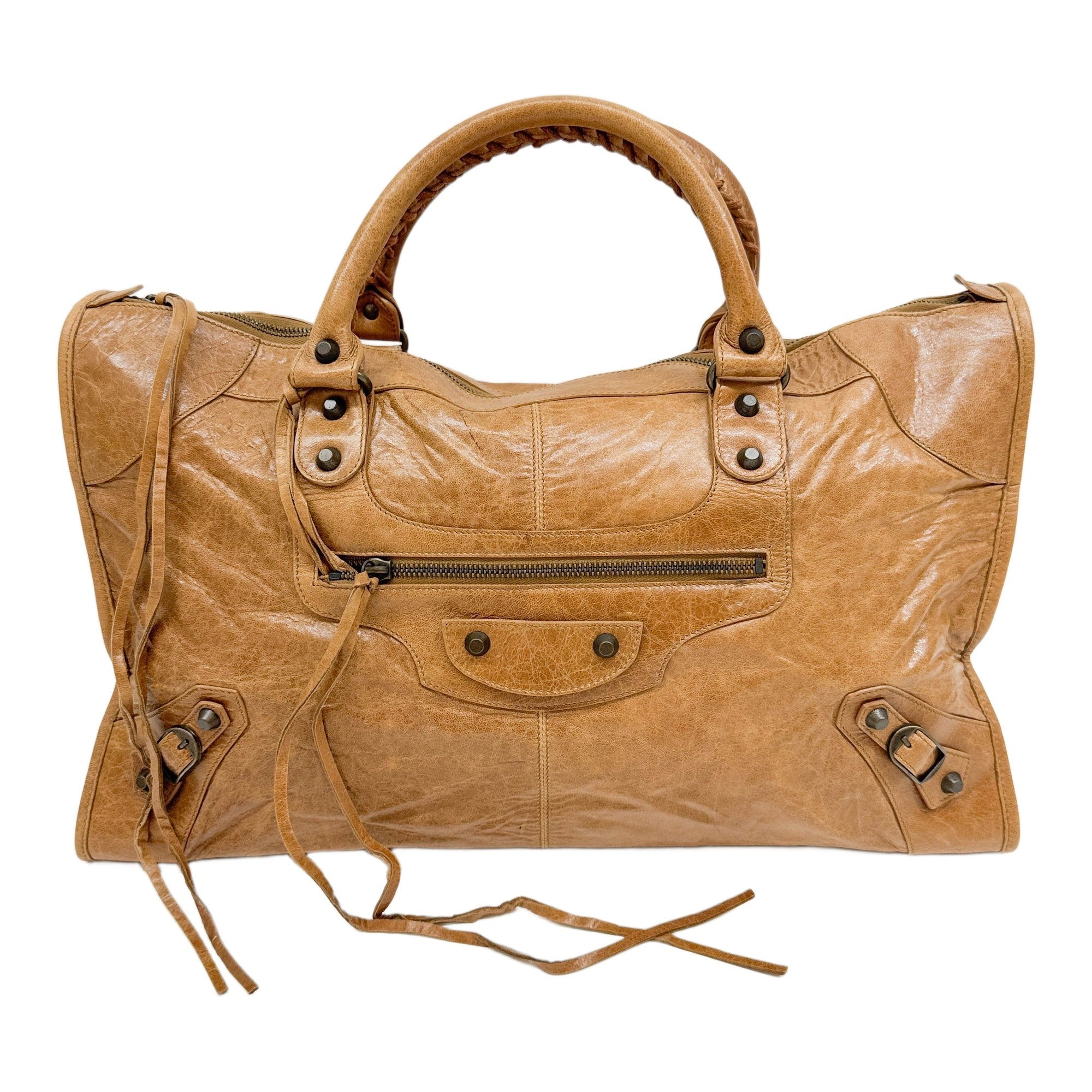 Work Brown Leather Hand Bag