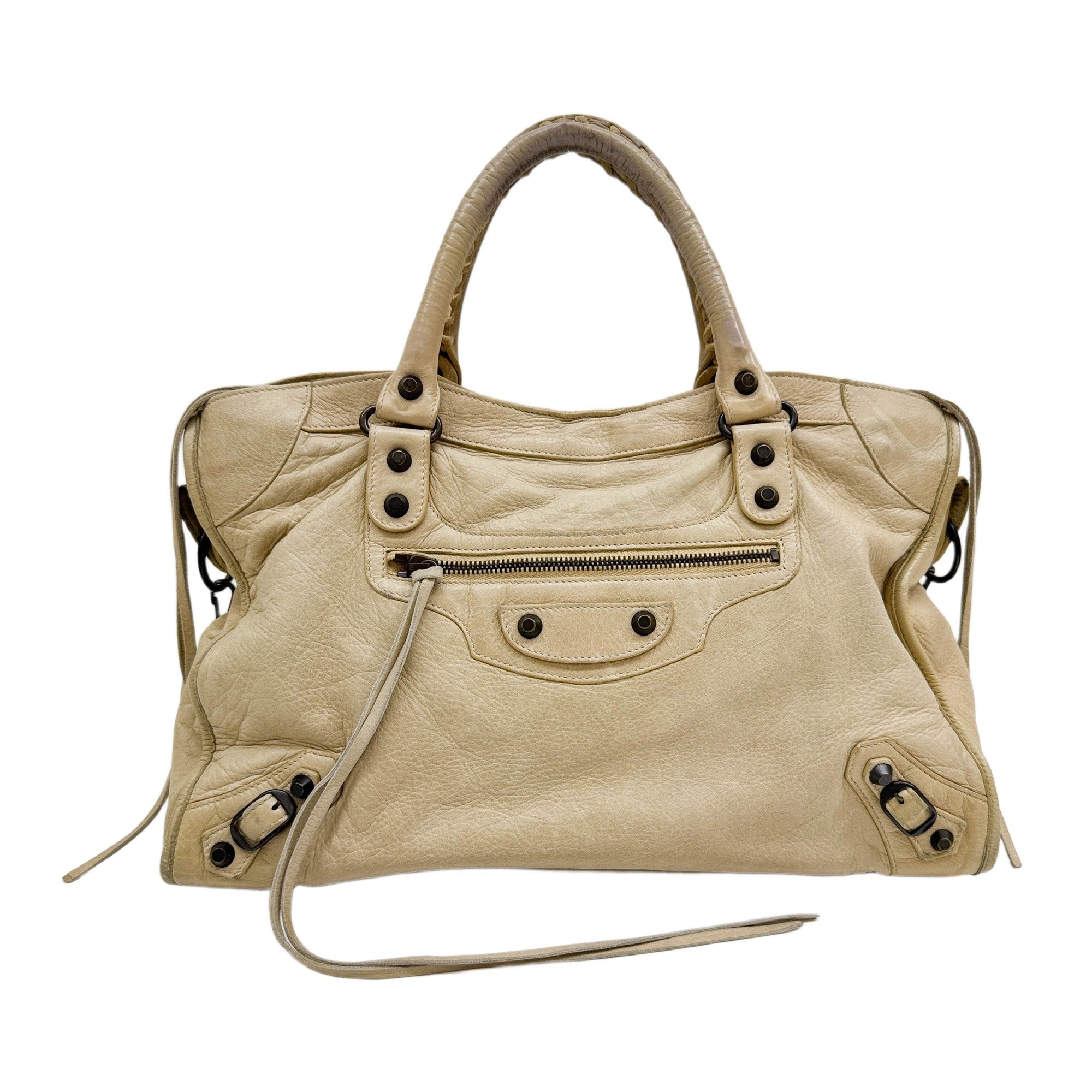 The City Beige Leather Two Way Bag