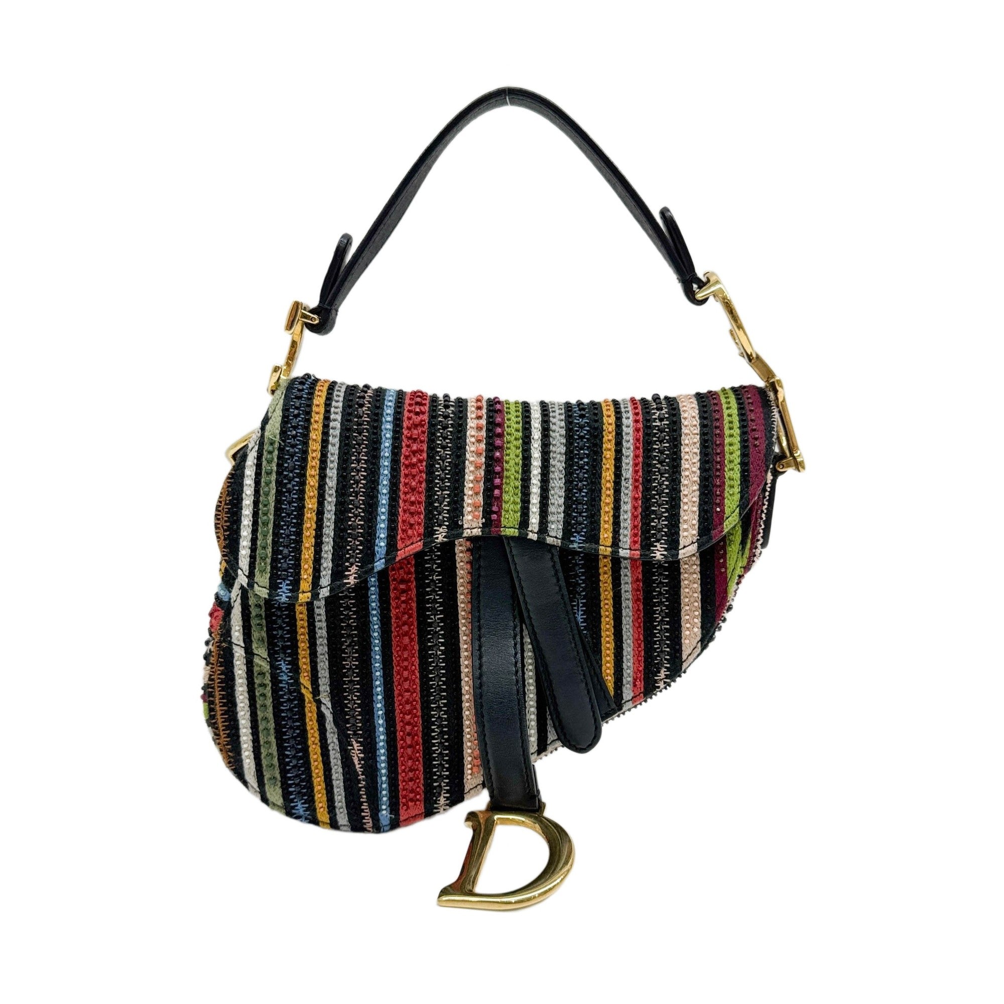 Mini Saddle Multicolor Beaded Handle Bag